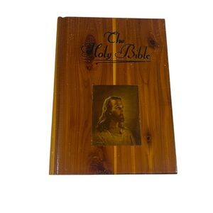 THE HOLY BIBLE Wood Case‎ Vintage Casing 9 X 6 Inches Coated Varnished